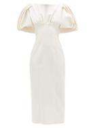Matchesfashion.com Emilia Wickstead - Petunia Puff-sleeve Cloqu Midi Dress - Womens - White