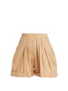 Vika Gazinskaya Pleated-front Cotton Shorts