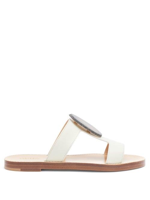 Matchesfashion.com Gabriela Hearst - Agate-embellished Leather Slides - Womens - White