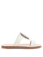 Matchesfashion.com Gabriela Hearst - Agate-embellished Leather Slides - Womens - White