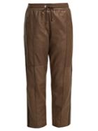 Brunello Cucinelli Side-stripe Leather Cropped Trousers