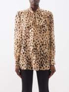 Etro - Pussy-bow Leopard-print Blouse - Womens - Beige