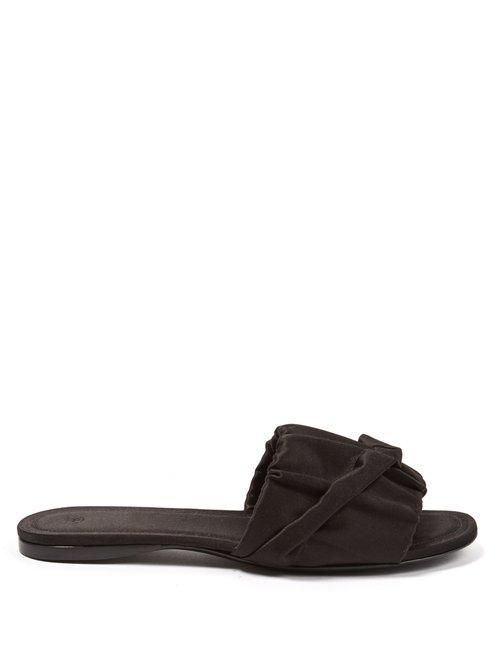 Matchesfashion.com The Row - Ellen Ruched Front Satin Slides - Womens - Black