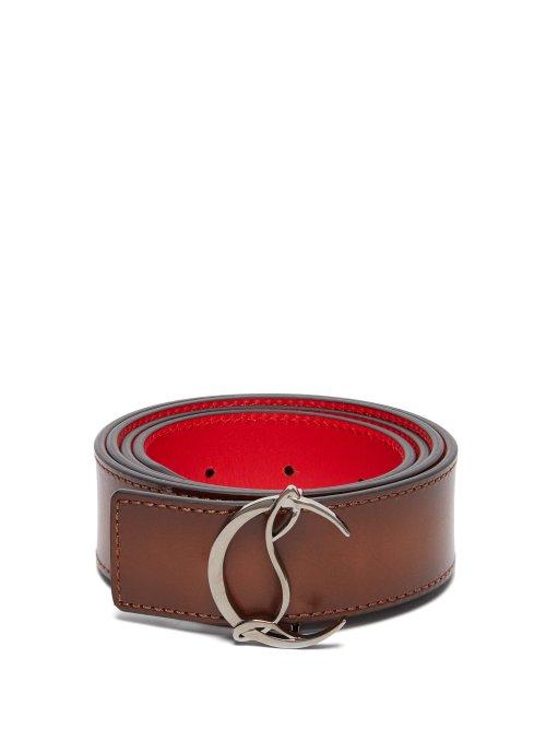 Matchesfashion.com Christian Louboutin - Logo Leather Belt - Mens - Brown