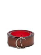 Matchesfashion.com Christian Louboutin - Logo Leather Belt - Mens - Brown