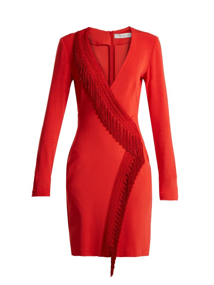 Galvan Tunqui Fringed Jersey Mini Dress