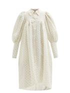 Matchesfashion.com Thierry Colson - Wendy Polka-dot Gathered Cotton-poplin Shirt Dress - Womens - White Print