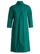 Marni High-neck Contrast-stitch Cotton-poplin Midi Dress