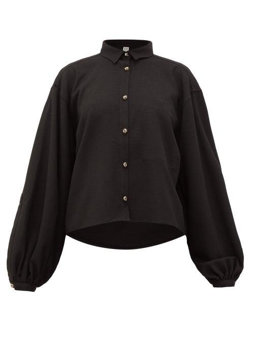 Matchesfashion.com Totme - Novale Logo-buttoned Boucl-twill Shirt - Womens - Black