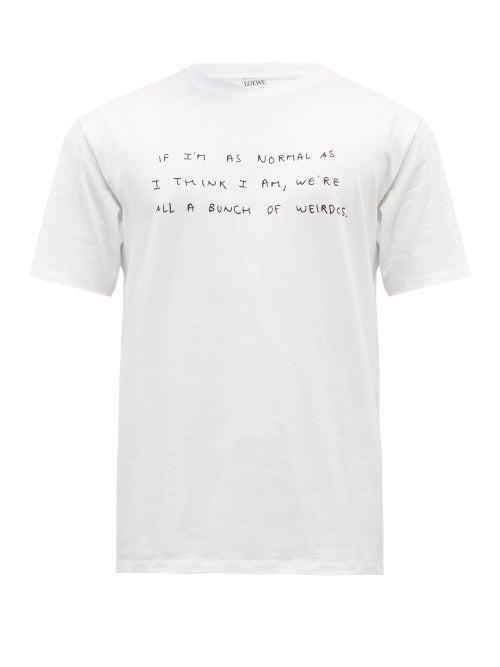 Mens Rtw Loewe - Printed Cotton-jersey T-shirt - Mens - White