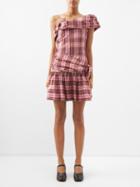Molly Goddard - Dimitria Draped Tartan Lam Mini Dress - Womens - Pink Multi