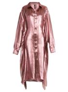 Matchesfashion.com Paula Knorr - Big Long Sleeved Silk Blend Lam Shirt - Womens - Pink