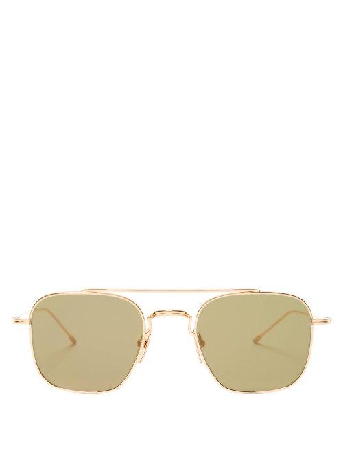 Matchesfashion.com Thom Browne - Aviator Metal Sunglasses - Mens - Gold