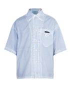 Matchesfashion.com Prada - Overdyed Cotton Shirt - Mens - Blue Multi