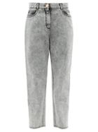 Matchesfashion.com Balmain - Low-rise Acid-wash Straight-leg Jeans - Womens - Grey