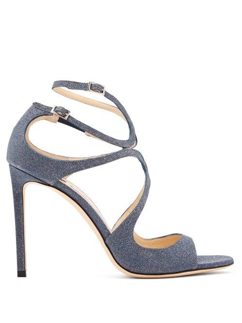 Matchesfashion.com Jimmy Choo - Lang 100 Glitter Covered Leather Sandals - Womens - Navy
