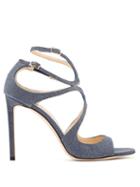 Matchesfashion.com Jimmy Choo - Lang 100 Glitter Covered Leather Sandals - Womens - Navy
