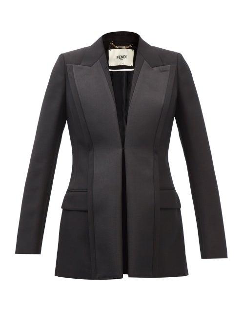 Fendi - Grosgrain-faced Wool Grain De Poudre Blazer - Womens - Black