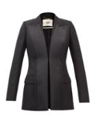 Fendi - Grosgrain-faced Wool Grain De Poudre Blazer - Womens - Black