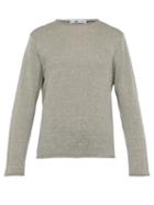Matchesfashion.com Inis Mein - Crew Neck Linen And Silk Blend Sweater - Mens - Green