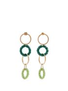 Matchesfashion.com Jacquemus - Riviera Beaded Hoop Drop Earrings - Womens - Dark Green