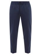 Moncler - Drawstring Cropped Jersey Trousers - Mens - Dark Navy