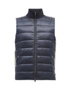 Mens Rtw Herno - High-neck Cotton-jersey And Quilted Down Gilet - Mens - Navy