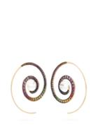 Noor Fares Spiral Moon Rainbow Earrings