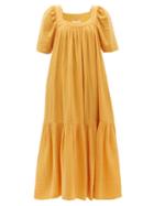 Ladies Beachwear Anaak - Khimsar Square-neck Crinkled-cotton Maxi Dress - Womens - Orange