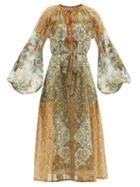 Matchesfashion.com D'ascoli - Darya Paisley-print Cotton-khadi Maxi Dress - Womens - Brown Multi