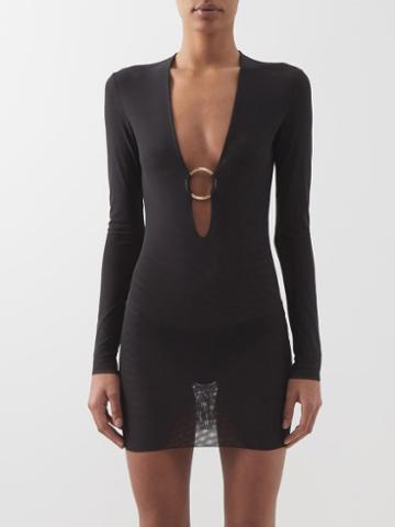 Louisa Ballou - Helios Ring Mesh Mini Dress - Womens - Black