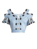 Peter Pilotto Lace-trimmed Cotton And Linen-blend Cropped Top