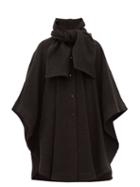 Matchesfashion.com See By Chlo - Tie Neck Ribbed Wool Blend Cape - Womens - Dark Green