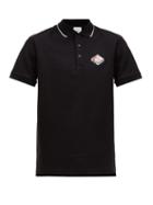 Matchesfashion.com Burberry - Aden Logo Embroidered Cotton Polo Shirt - Mens - Black