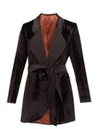 Matchesfashion.com Blaz Milano - Etoile Silk Lapel Herringbone Velvet Jacket - Womens - Black