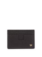 Tom Ford - Foiled-monogram Grained-leather Cardholder - Mens - Black