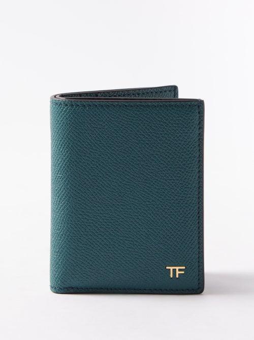 Tom Ford - Logo-plaque Grained-leather Cardholder - Mens - Teal