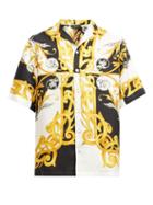 Matchesfashion.com Versace - Baroque-print Short-sleeved Twill Shirt - Mens - Black Multi
