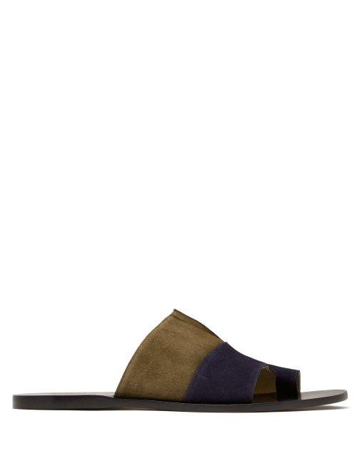 Matchesfashion.com O'keeffe - Bi Colour Suede Sandals - Mens - Blue Multi