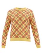 Matchesfashion.com Gucci - Gg And Check-embroidered Wool Sweater - Mens - Yellow Multi