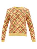Matchesfashion.com Gucci - Gg And Check-embroidered Wool Sweater - Mens - Yellow Multi