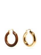 Matchesfashion.com Jil Sander - Eclipse Wood-insert Hoop Earrings - Womens - Brown Gold
