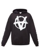 Matchesfashion.com Vetements - Anarchy-print Cotton-jersey Hooded Sweatshirt - Mens - Black
