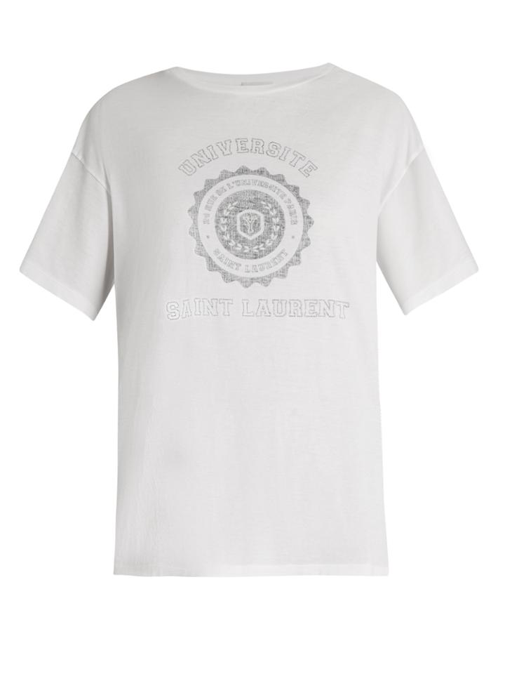 Saint Laurent Universit-print Cotton-jersey T-shirt