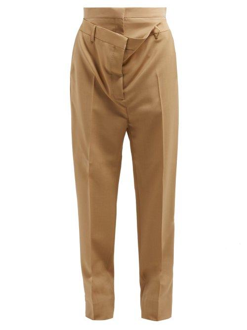 Matchesfashion.com Burberry - Double Waist Mohair Blend Poplin Trousers - Womens - Beige