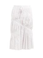 Matchesfashion.com Jw Anderson - Fil Coup Cotton Midi Skirt - Womens - White Multi
