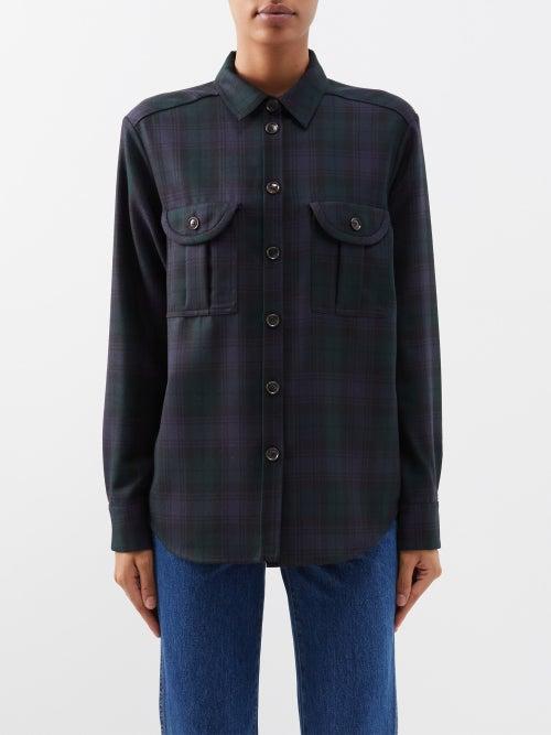 Blaz Milano - Double Down Checked Wool Shirt - Womens - Dark Navy