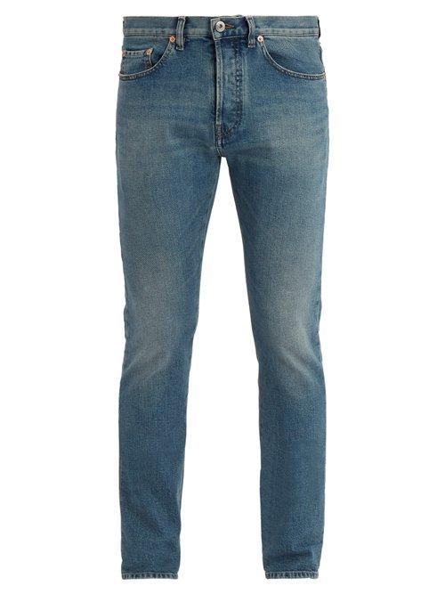 Matchesfashion.com Valentino - Mid Rise Slim Leg Jeans - Mens - Blue