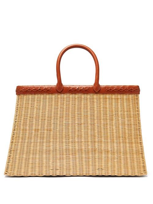 Matchesfashion.com Sparrows Weave - The Tote Large Wicker And Leather Basket Bag - Womens - Tan Multi