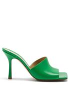 Matchesfashion.com Bottega Veneta - Stretch Square-toe Leather Mules - Womens - Green